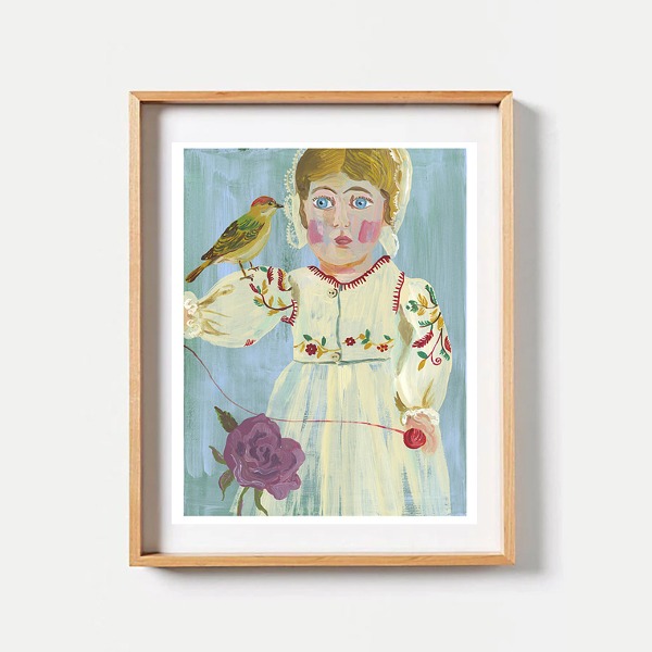 나탈리레테 그림 포스터 소녀와 새 Girl with bird